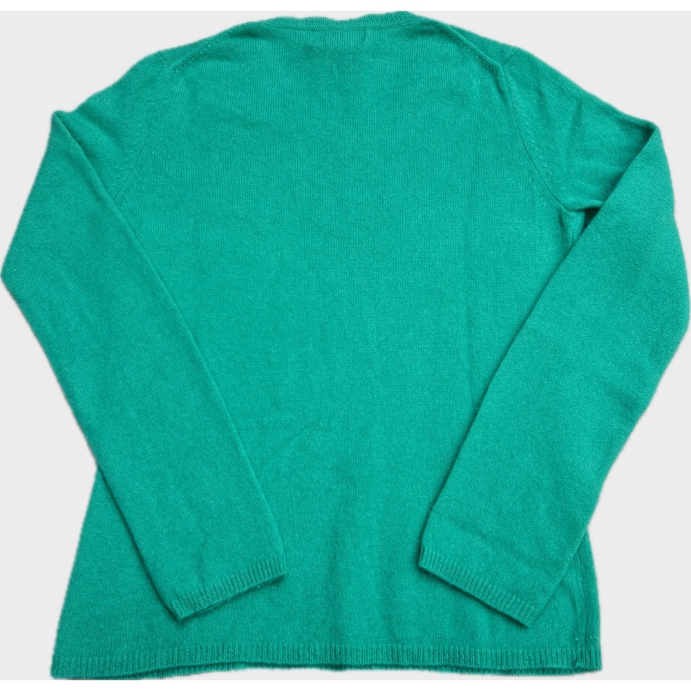 Peck & Peck Women's Green 100% Cashmere V-Neck Sweater Size M 2-Ply Knit - Picture 2 of 8